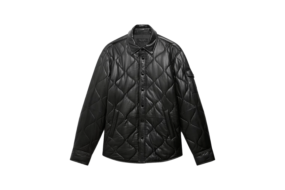 Rag & Bone Dane Leather Quilted Shirt Jacket
