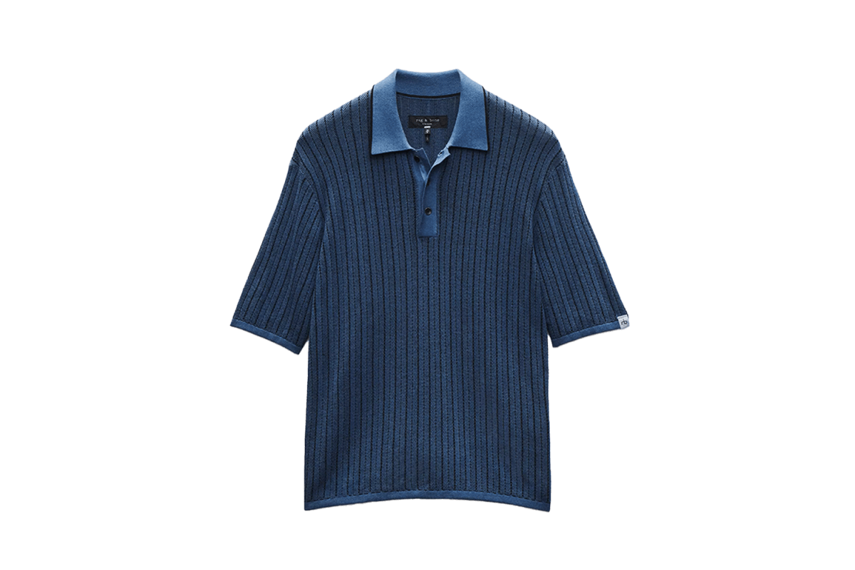 Rag & Bone Harvey Striped Knit Polo Shirt