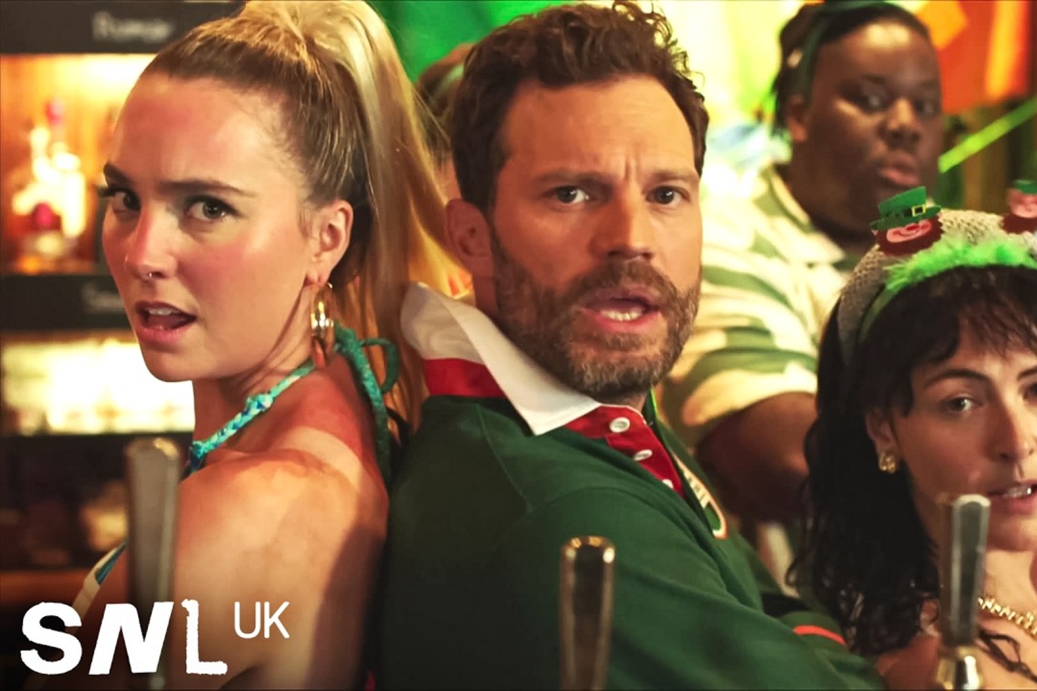 Jamie Dornan and the cast of "SNL UK"