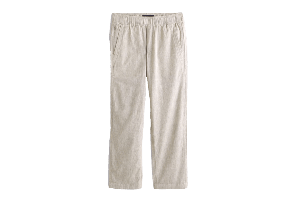 Abercrombie Linen-Blend Relaxed Straight Pull-On Pant