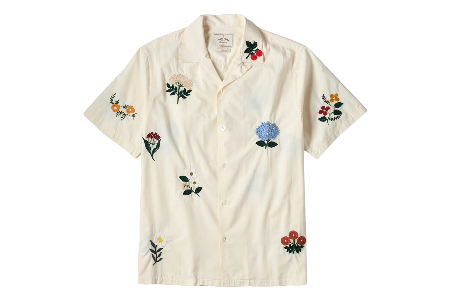 The Fine Floral: Portuguese Flannel Embroidered Camp Collar Shirt