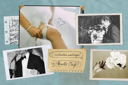A collage of wedding-related photos.