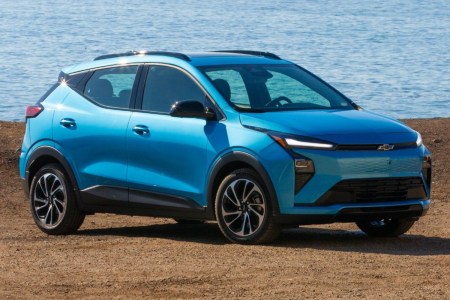 Blue car on dirt