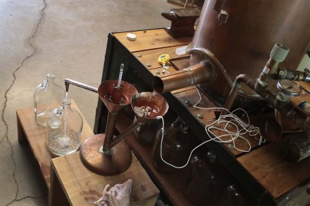 Moonshine runs from the still at Casey Jones Distillery on August 16, 2017 in Hopkinsville, Kentucky.