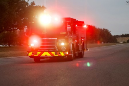 Fire truck with lights on