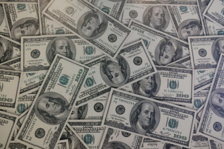 Pile of hundred dollar bills