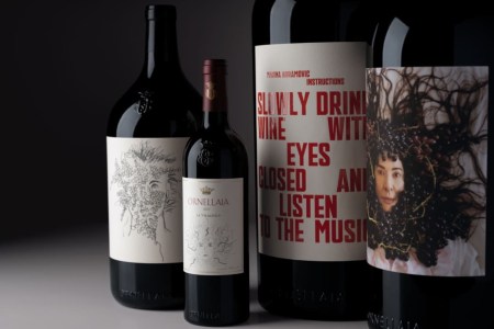 Several wine bottles with distinctive labels