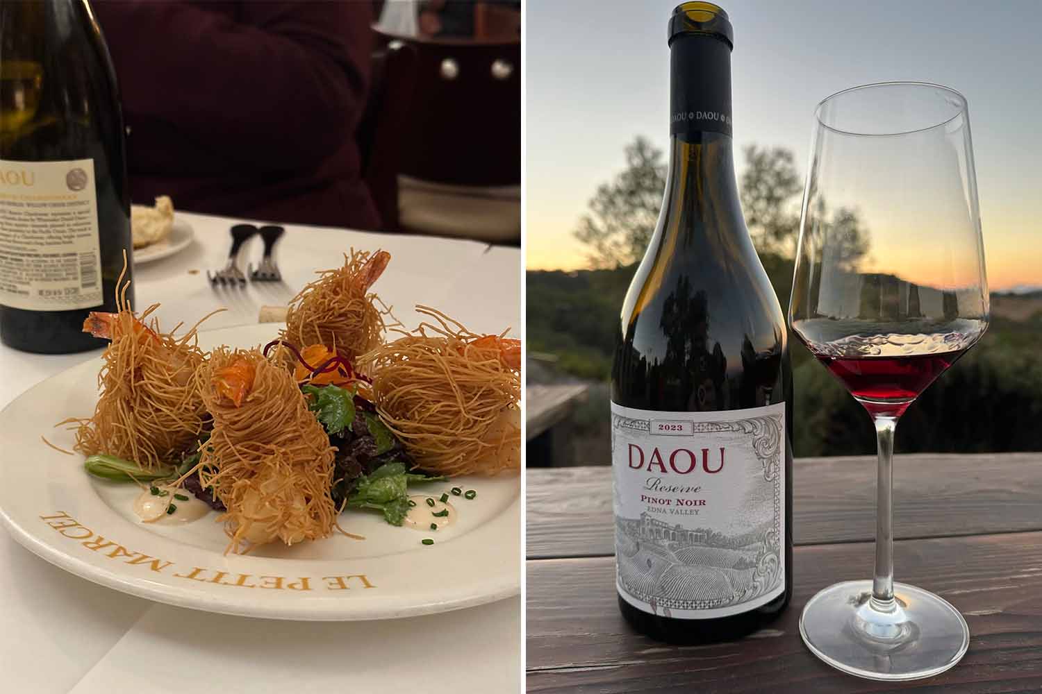 BL Brasserie; a bottle of Daou Pinot Noir