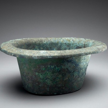 An ancient Roman vessel (possibly a chamber pot) at the British Museum