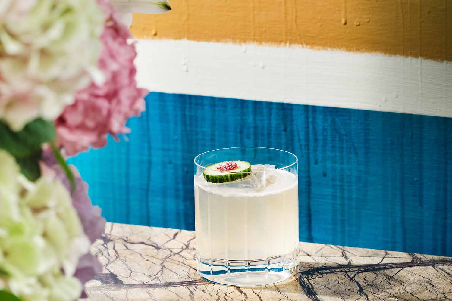Richard Bartle’s "Beach Scene" was the inspiration behind the Lobby Bar's Gooseberry Margarita