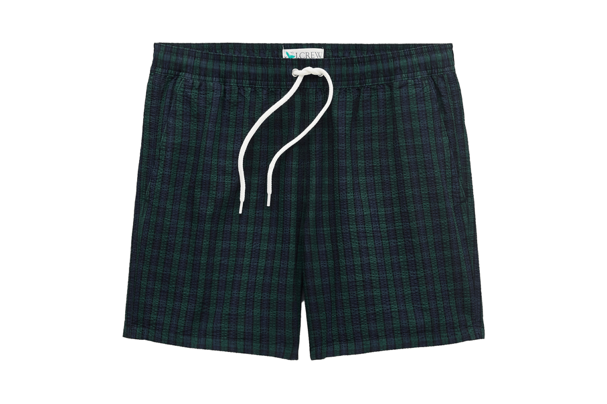 J.Crew 6″ Swim Trunk in Plaid Seersucker