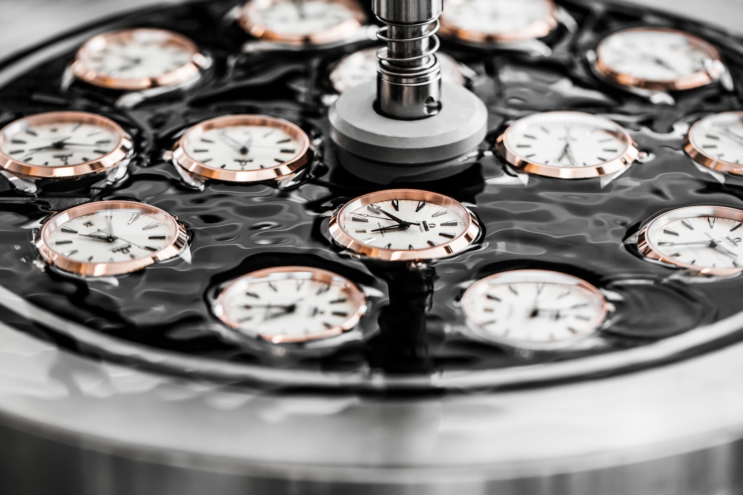 Watch cases sitting in a black disc
