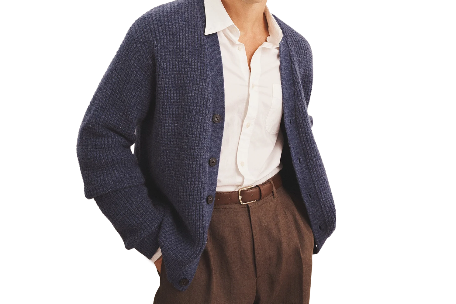 Naadam Cashmino Waffle V-Neck Cardigan