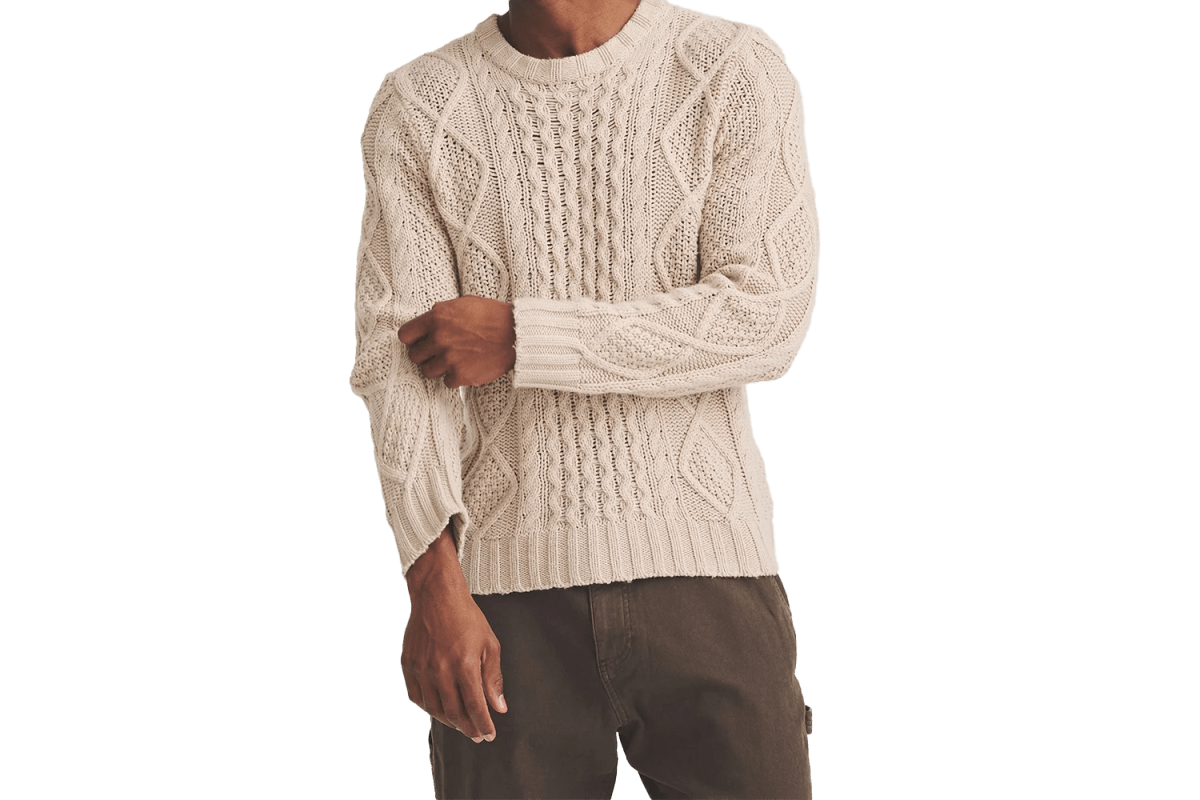 Naadam Textured Cotton Cable Crewneck