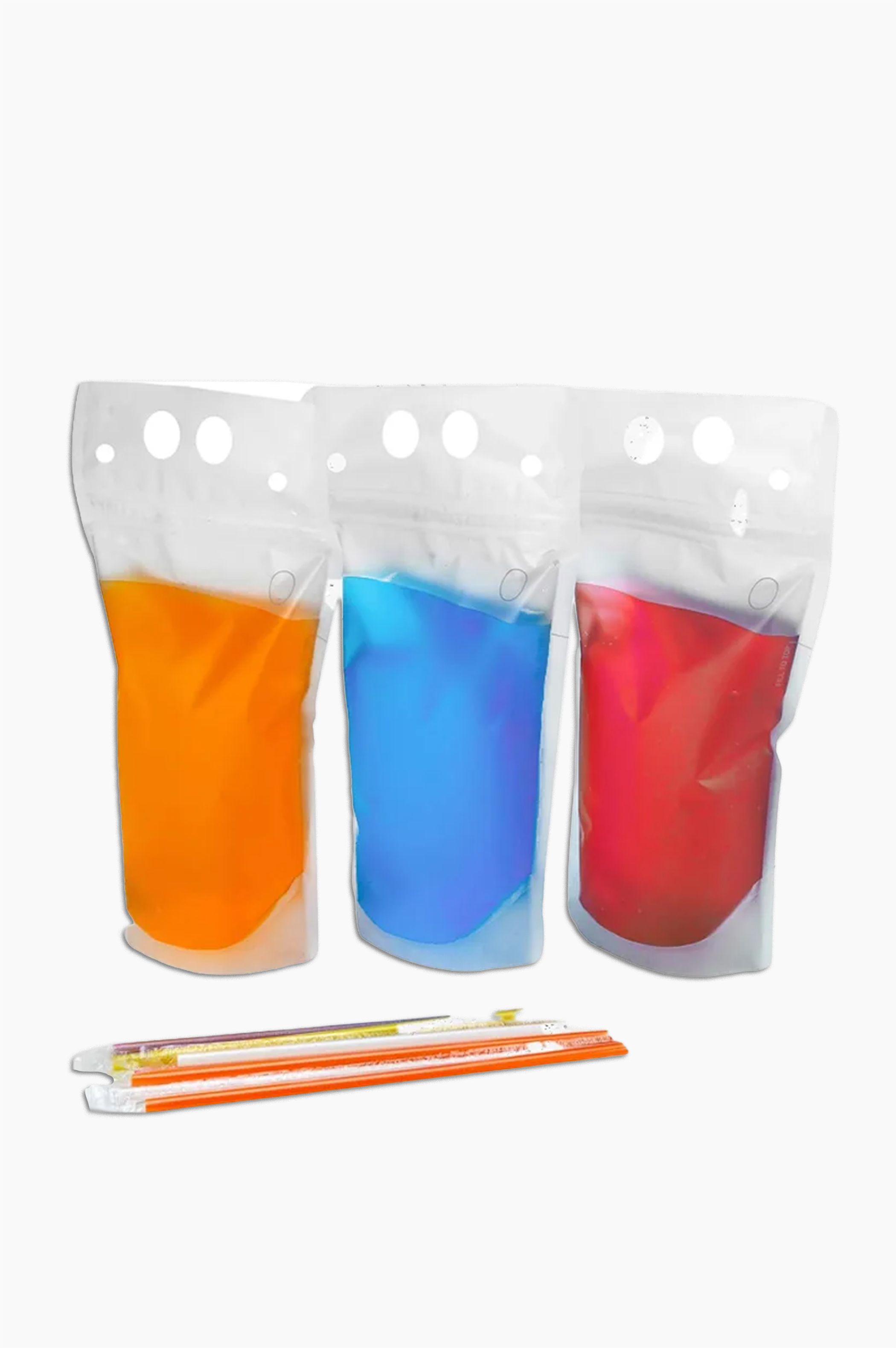 100PCS Drink Pouches with Side Straw Port