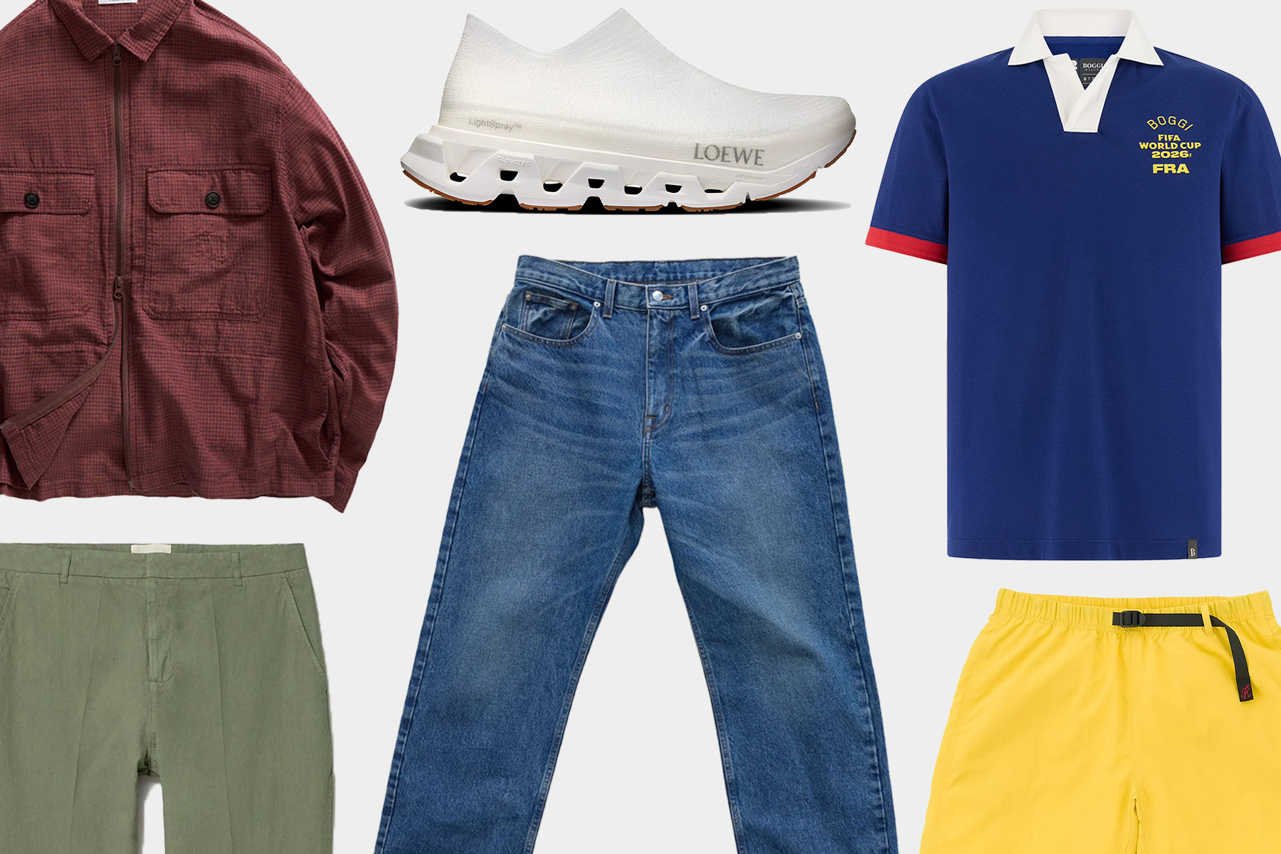 a collage of new menswear