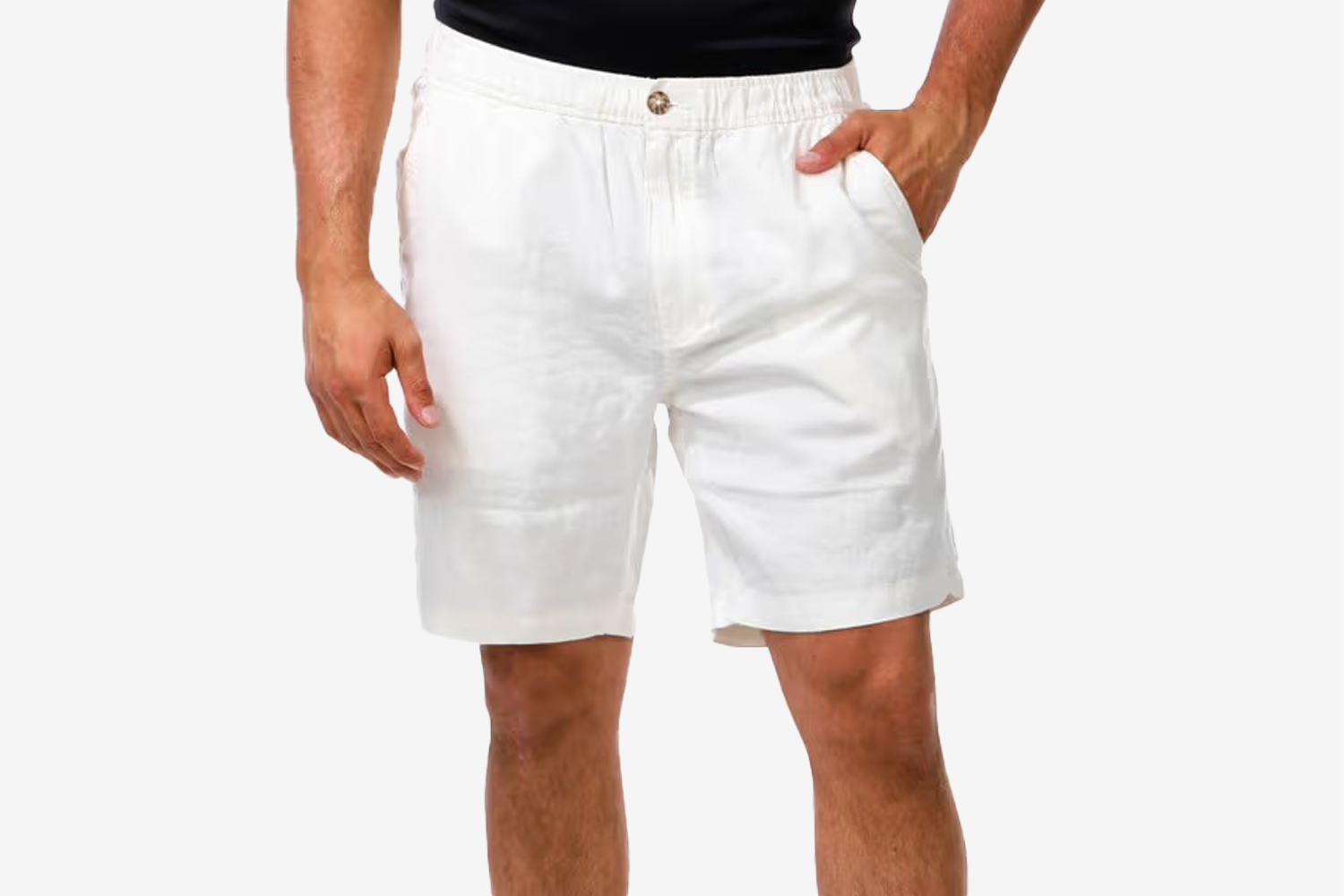 Caribbean Joe Men’s Elastic Waist Zip Up Linen Shorts