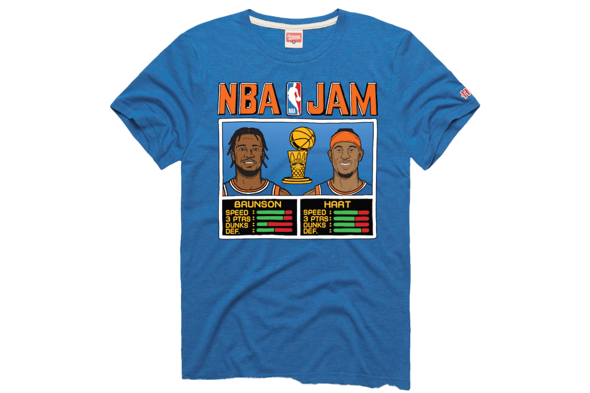 Fanatics Josh Hart & Jalen Brunson New York Knicks 2026 NBA Finals Champions Jam T-Shirt