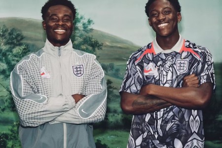 Two England players wearing Palace x Nike