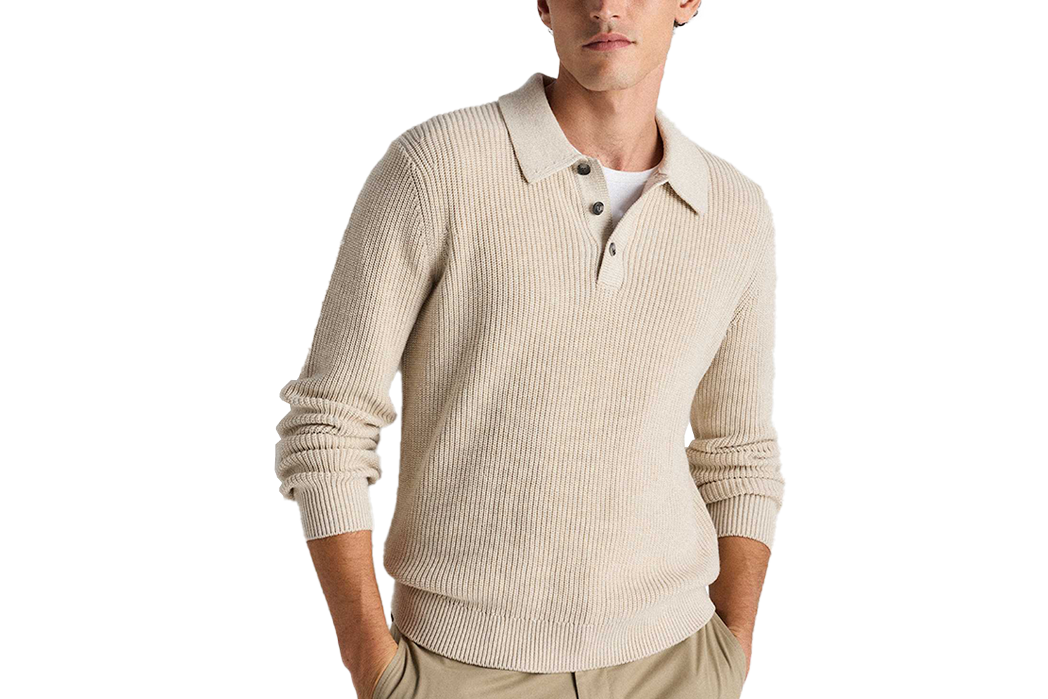 Quince 100% Organic Cotton Ribbed Polo Sweater