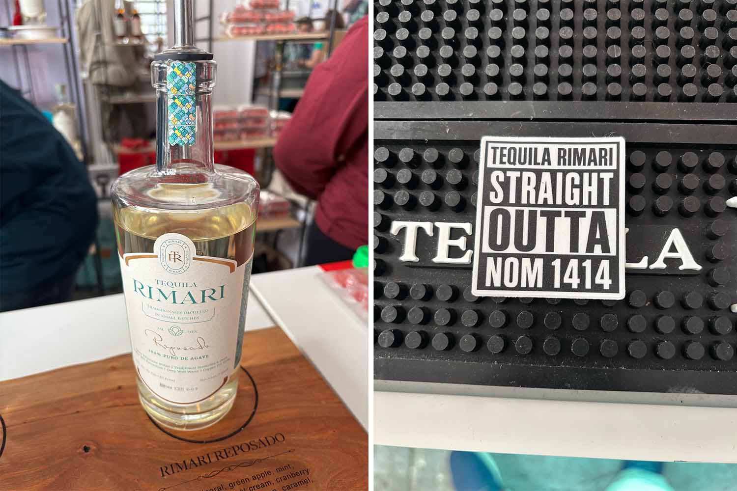 Tequila Rimari and a NOM 1414 sticker