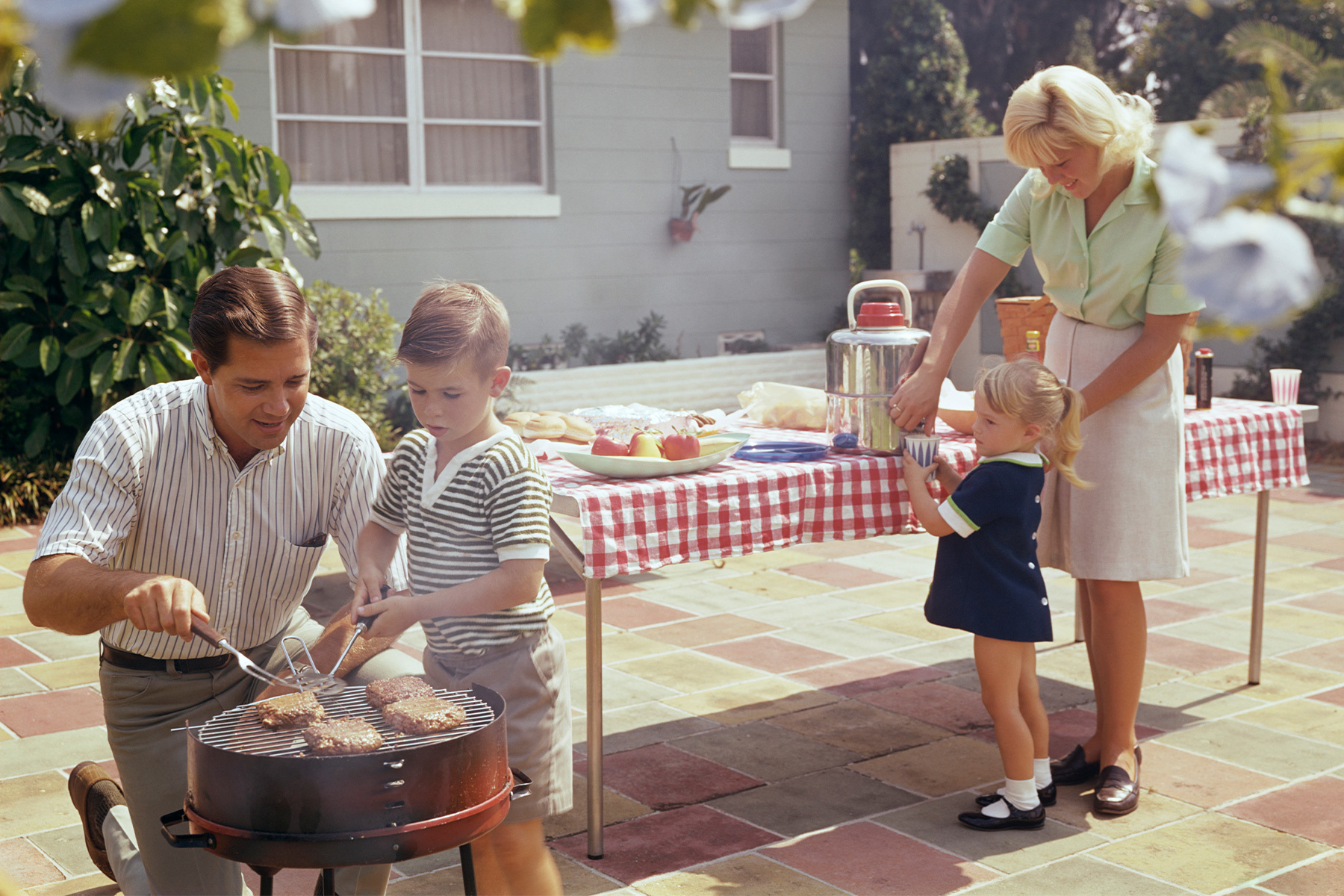 vintage Family having barbecue