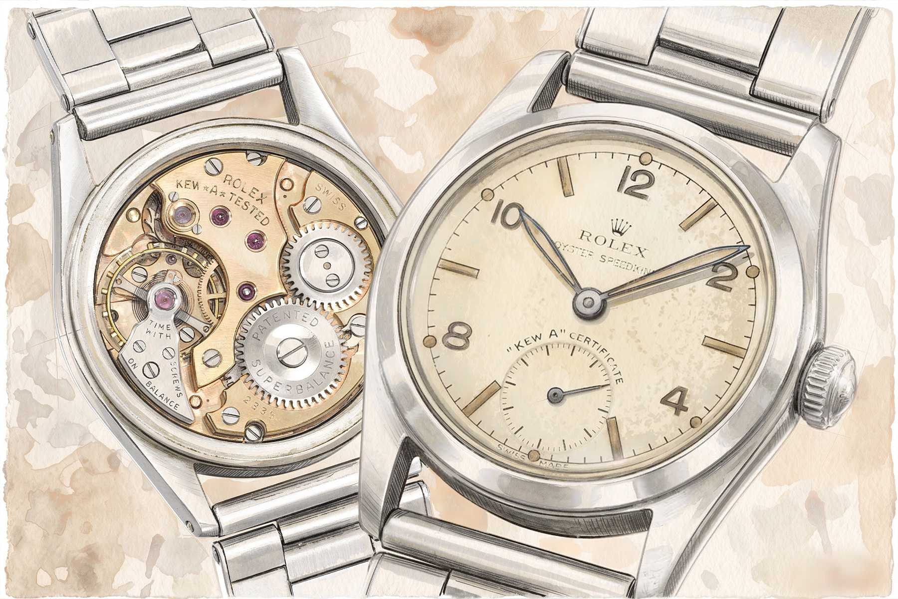 The front and back sides of a chronograph