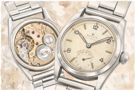 The front and back sides of a chronograph