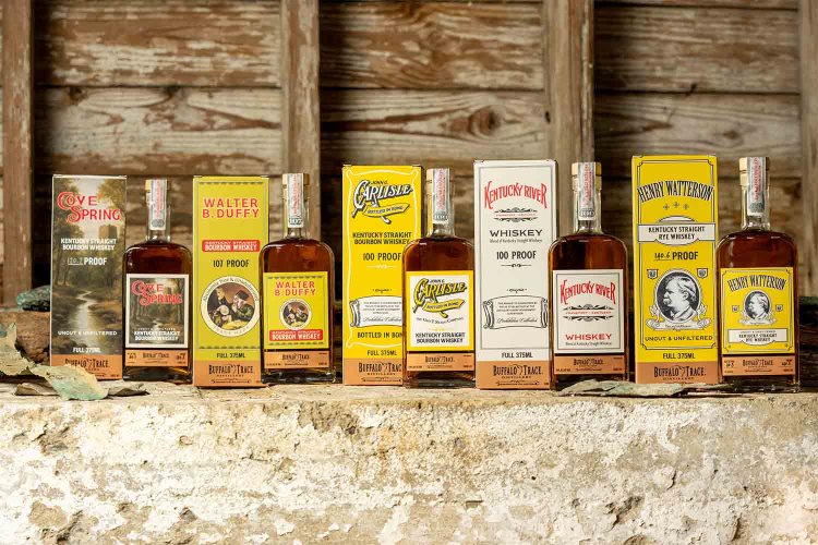The five bottles in the Buffalo Trace Prohibition Collection #3