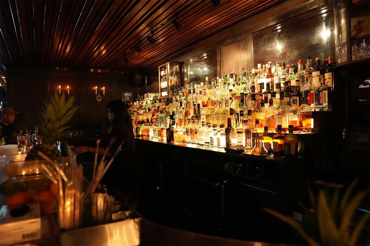 Interior of Death & Co. bar in NYC before opening
