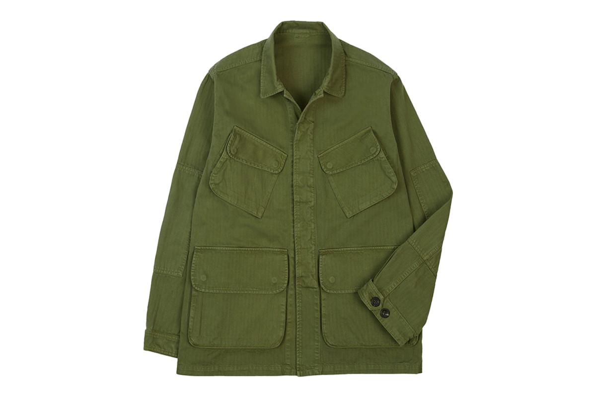 Drake’s Herringbone Cotton Jungle Jacket