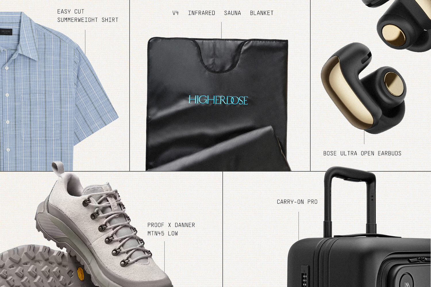 a collage of on-sale items in boxs against a white background
