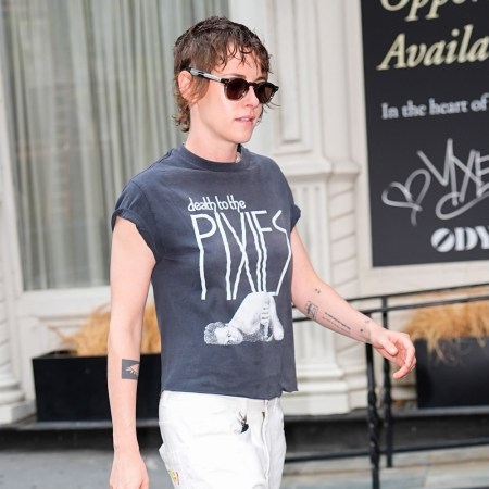 a photo of Kristen Stewart in a black vintage Pixies T-shirt