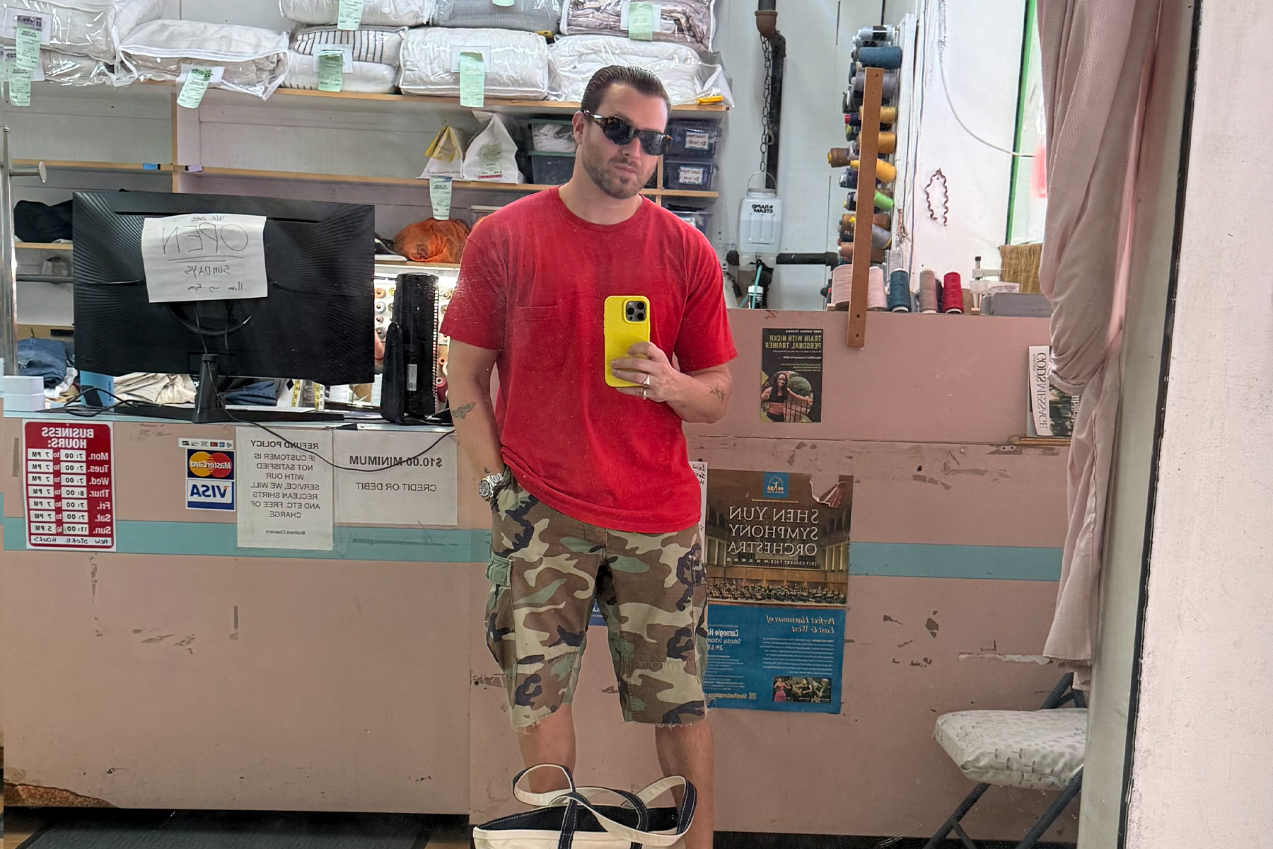 Run fit mirror selfie at dry cleaners