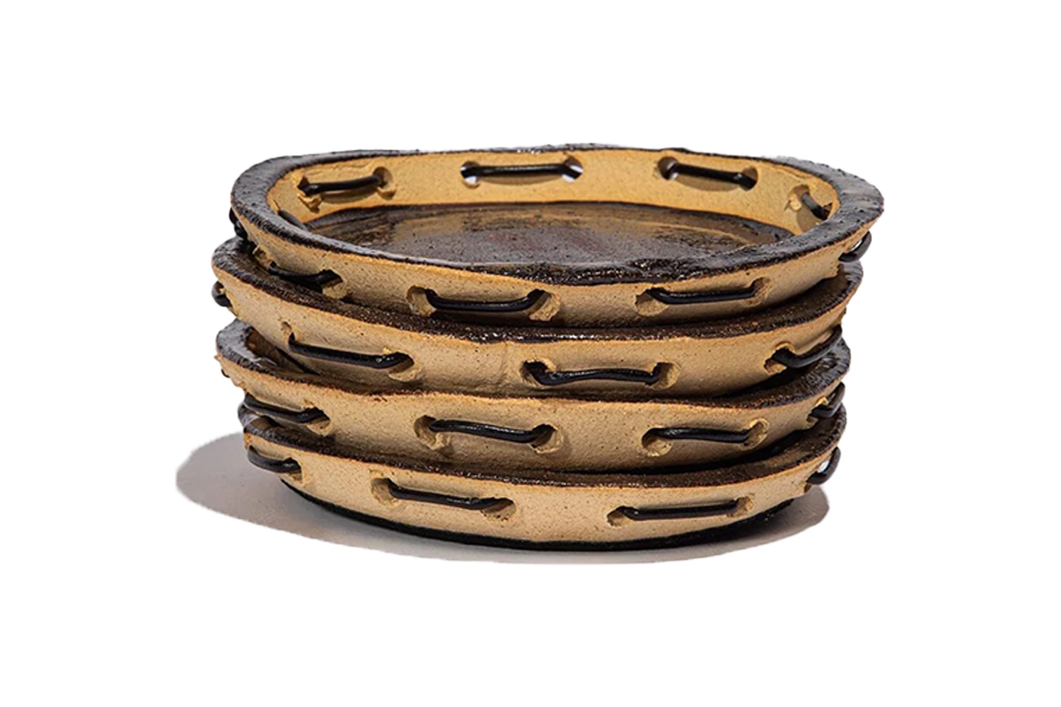 Staud Ceramic Leather Coaster Set