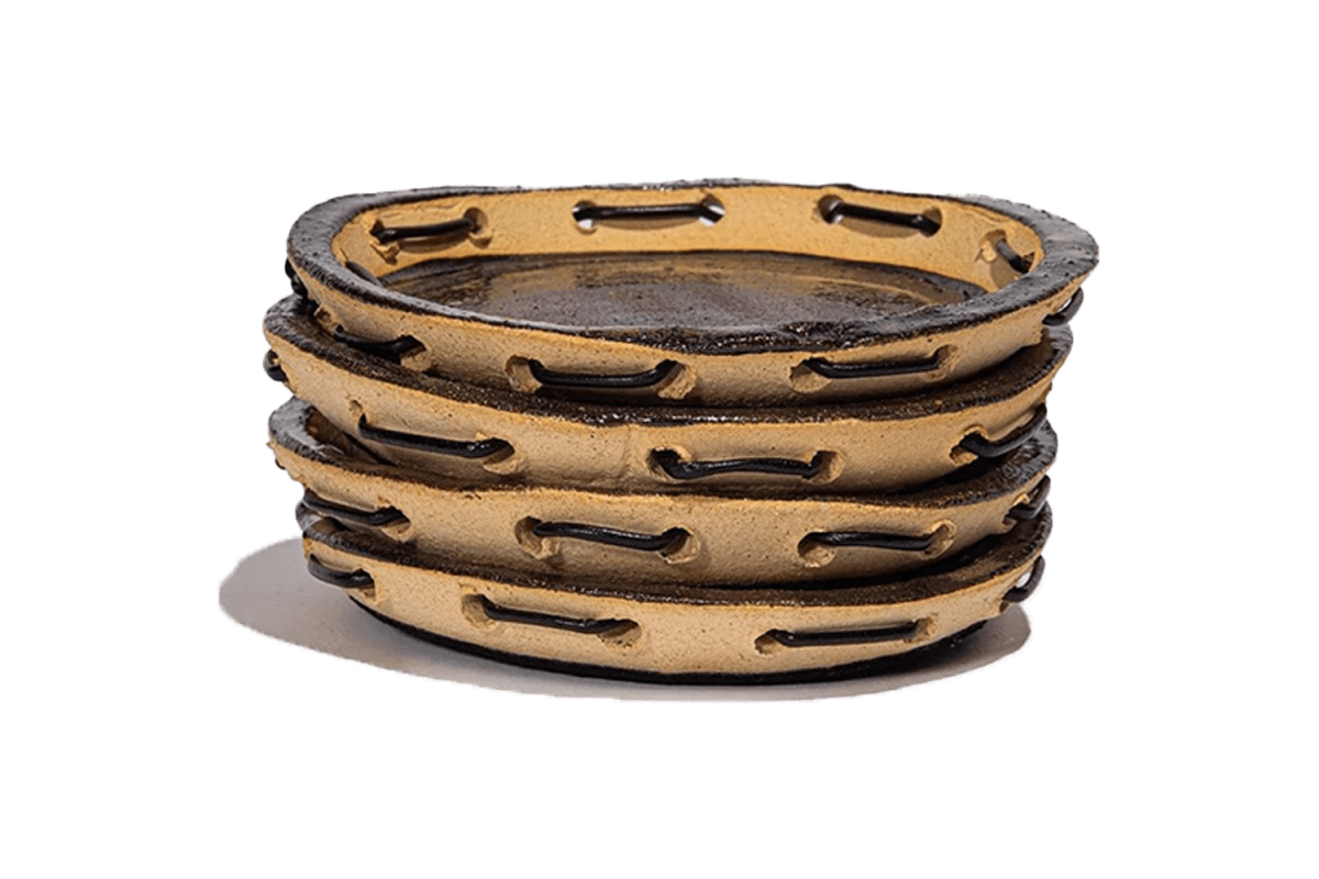 Staud Ceramic Leather Coaster Set