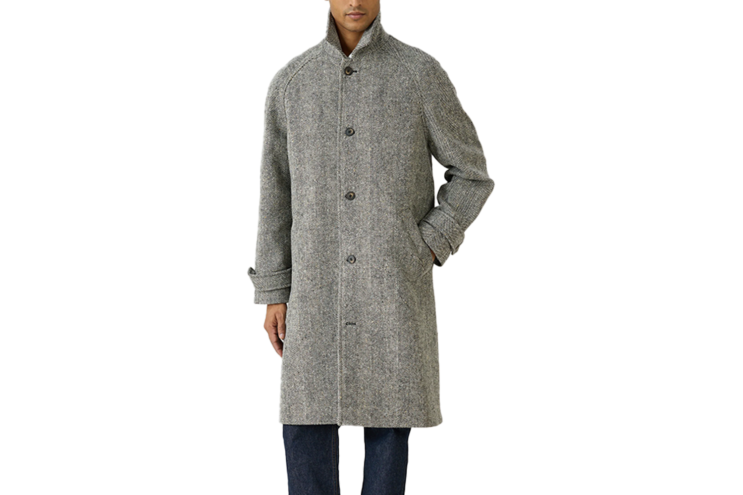 Percival Made in England Herringbone Wool Car Coat